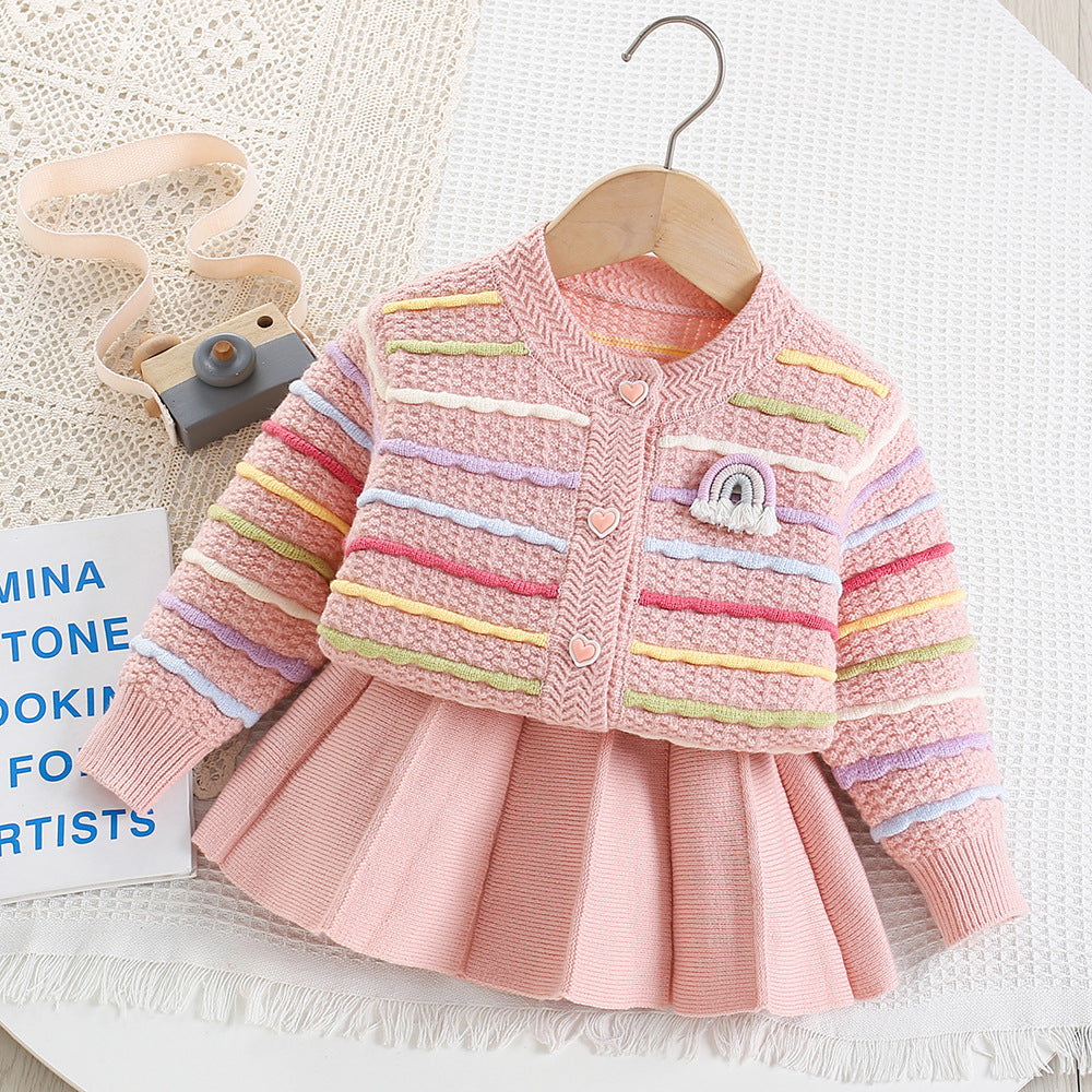 Conjunto de invierno arcoíris para niñas