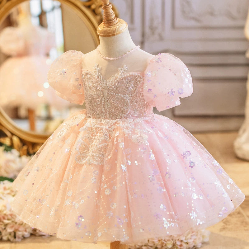 Children's Butterfly Sequin Party Dress