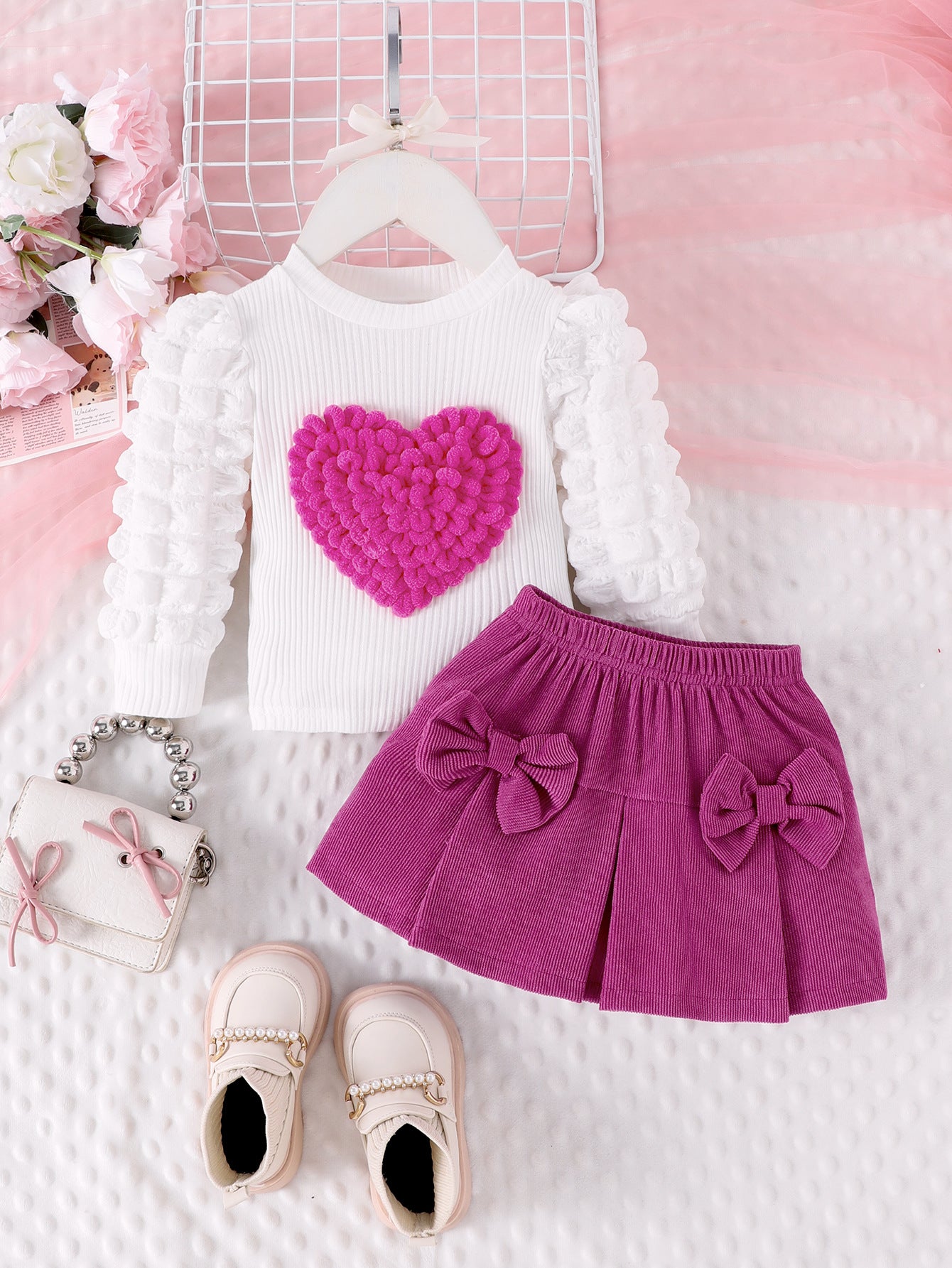 Conjunto de lazo de amor para niñas