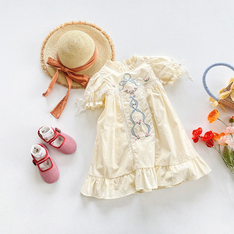 Children's Dress with Lace and Flowers