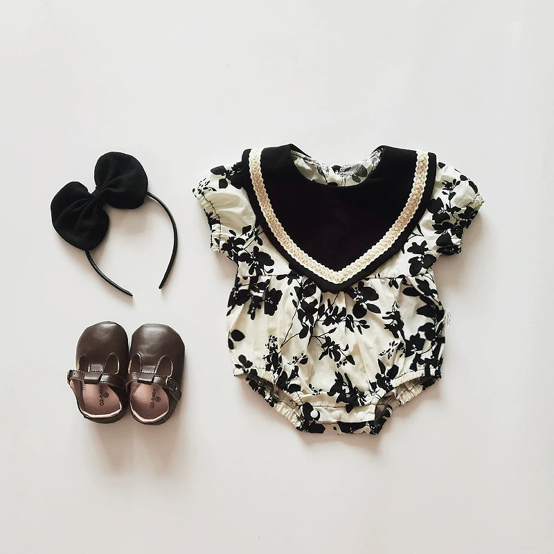 Children's Black Dress with Flowers