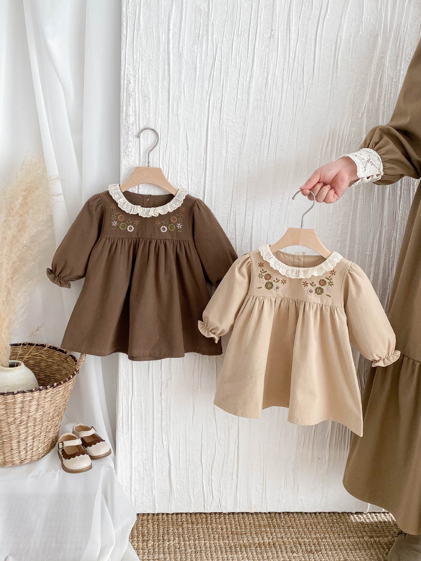 Embroidered Children's Dress with Little Flowers