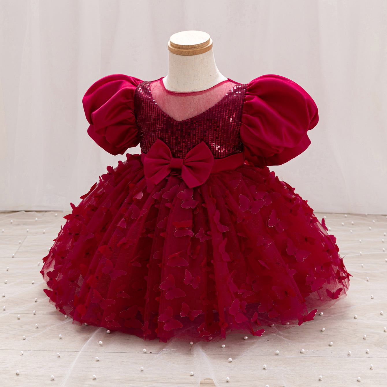 Children's Party Dress with Butterflies and Bows