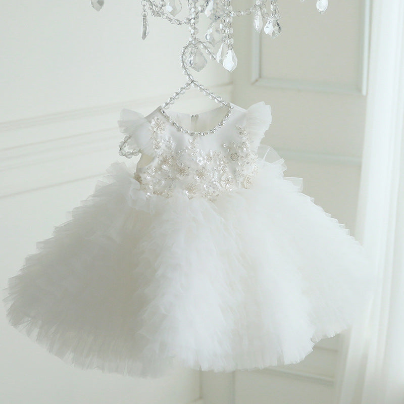 Children's White Party Dress with Sparkles