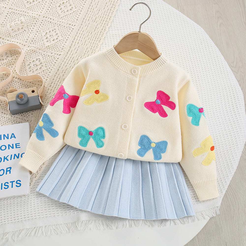 Girls' Knit Set with Bows