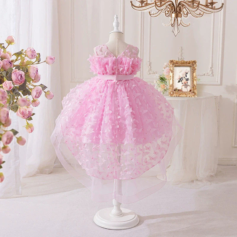 Vestido de fiesta infantil de tul con mariposas