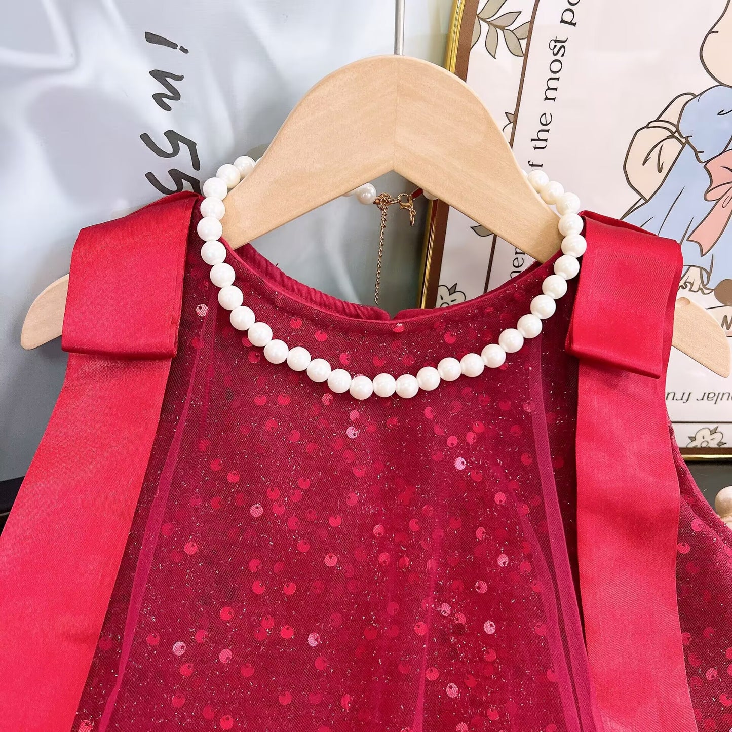 Shiny Tulle Children's Dress with Bow