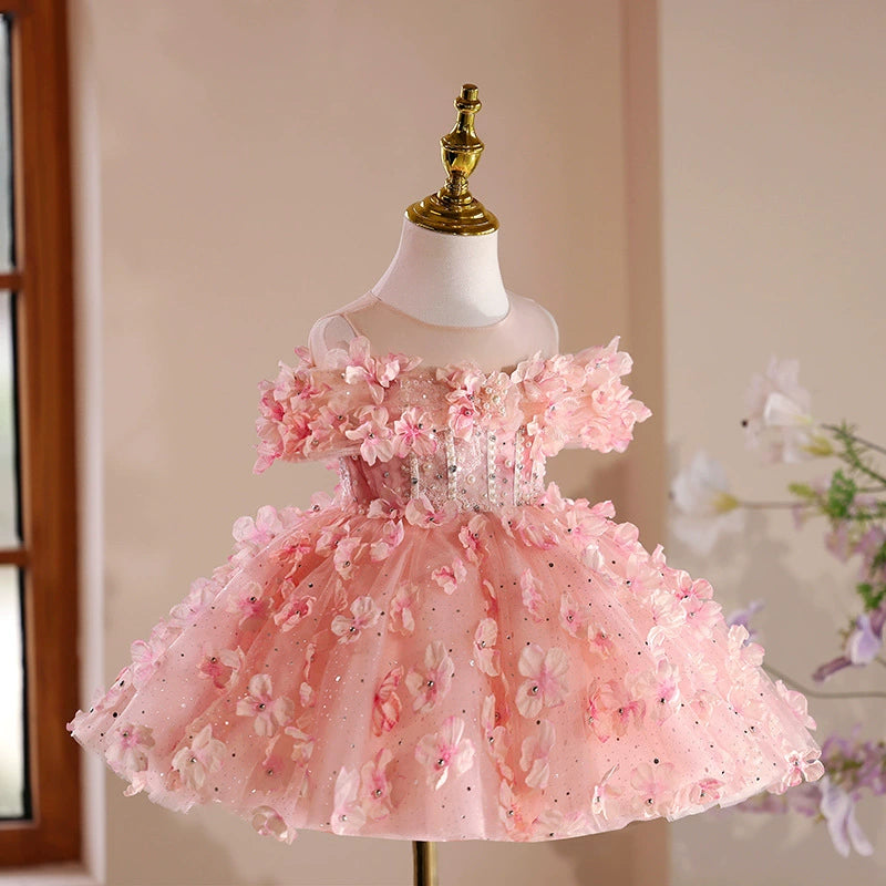 Children's Pink Flower Party Dress