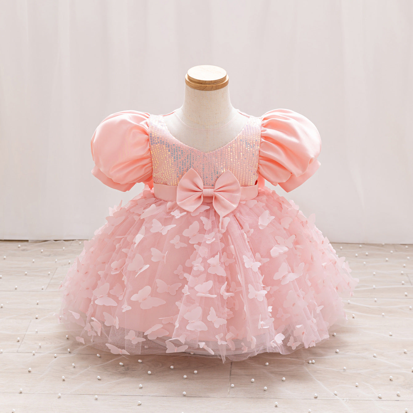 Children's Party Dress with Butterflies and Bows