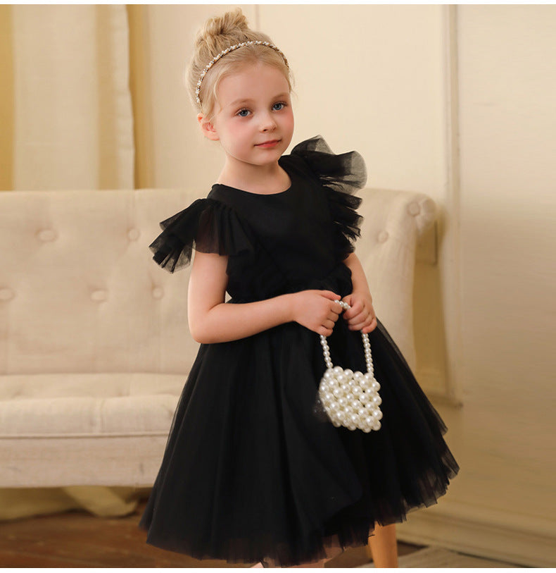 Vestido infantil de tul con mangas voladoras
