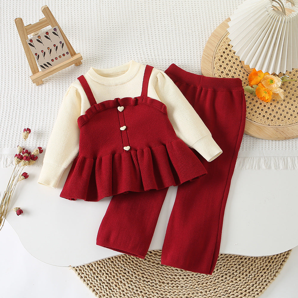 Girls' Knitting Set with Little Hearts