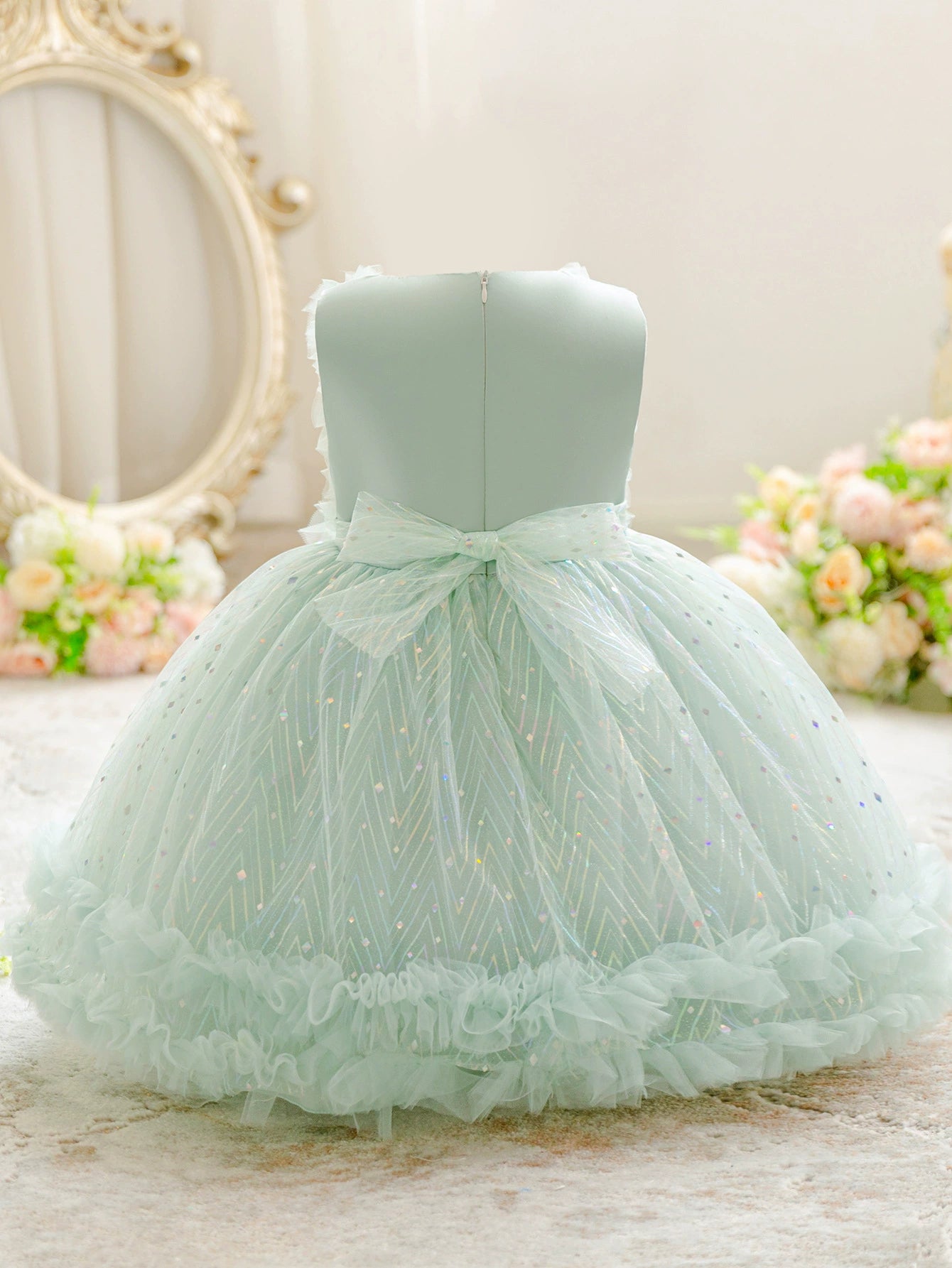 Children's Party Dress with Sparkles and Pearls