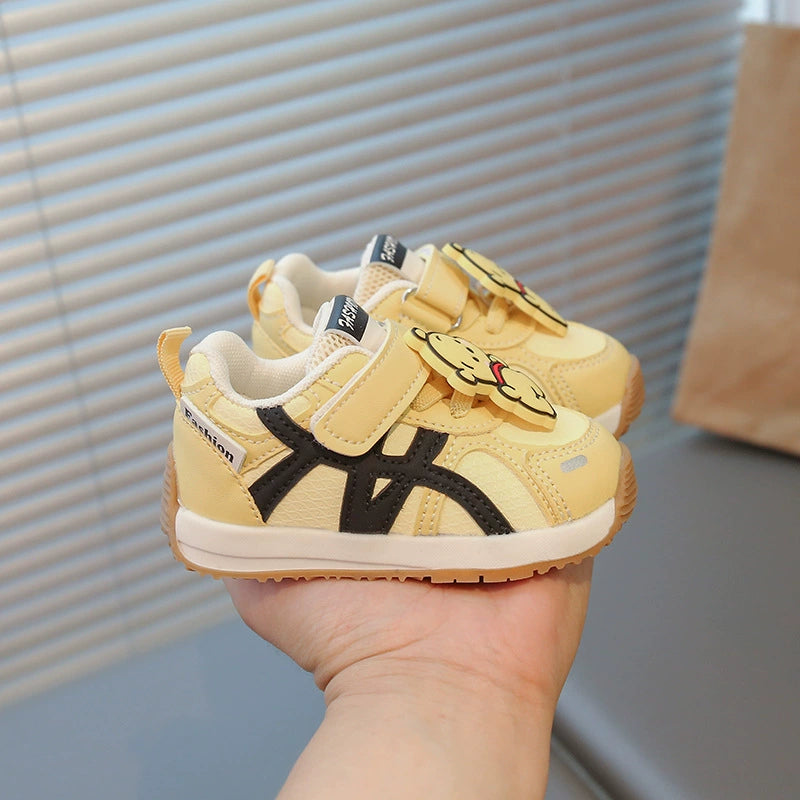 Children's Sneakers with Velcro and Teddy Bear Design