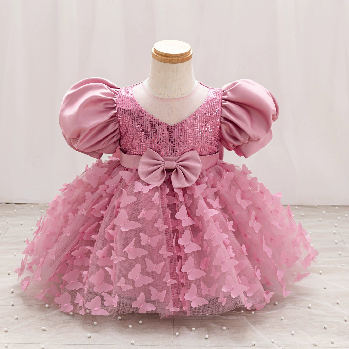 Children's Party Dress with Butterflies and Bows