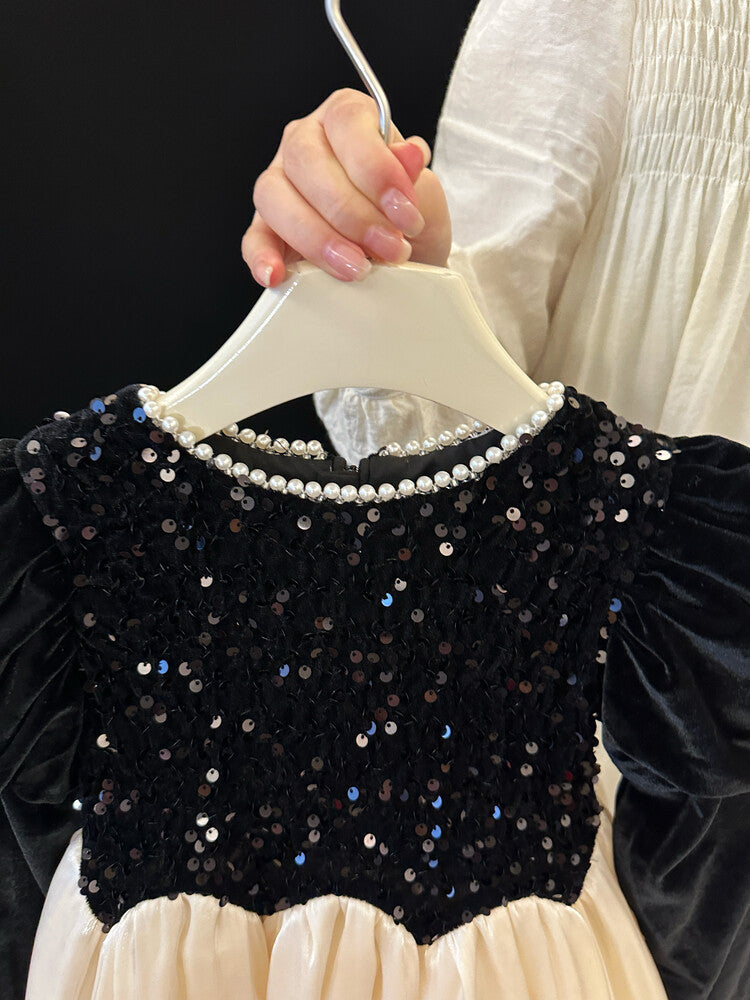 Children's Dress with Shiny Velvet