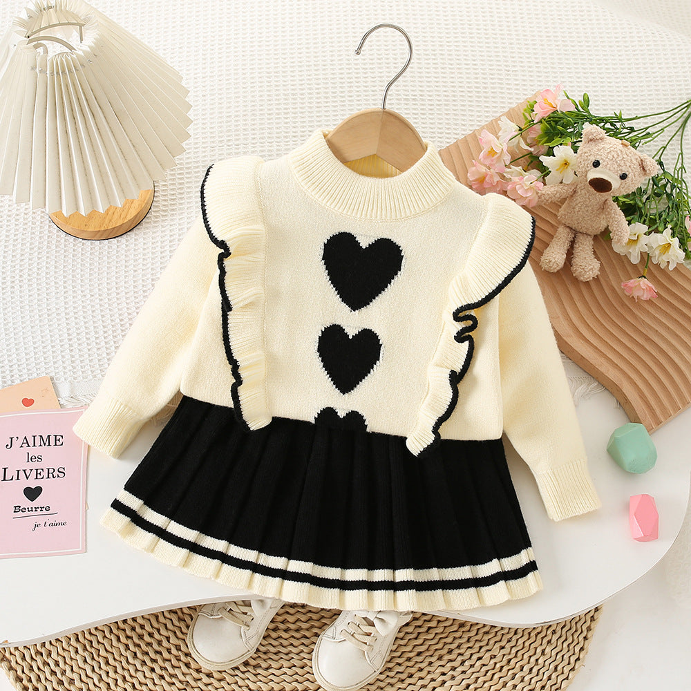 Conjunto de punto con forma de corazón para niña