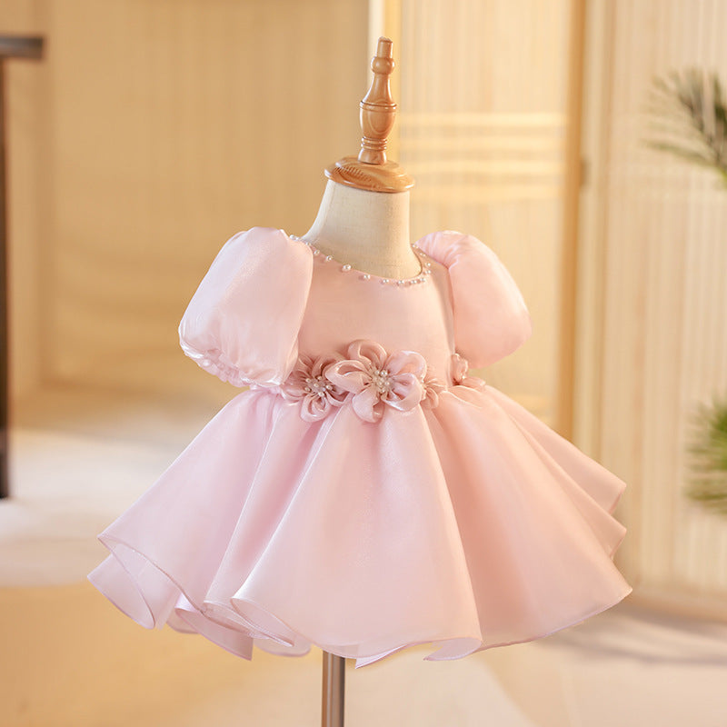 Children's Pink Party Dress with Flowers