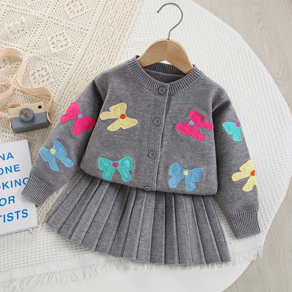 Girls' Knit Set with Bows