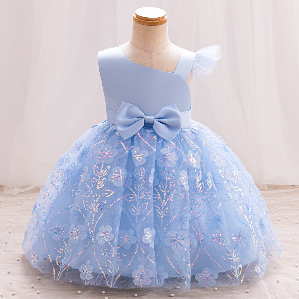 فستان حفلات للأطفال مع زهور وقوس