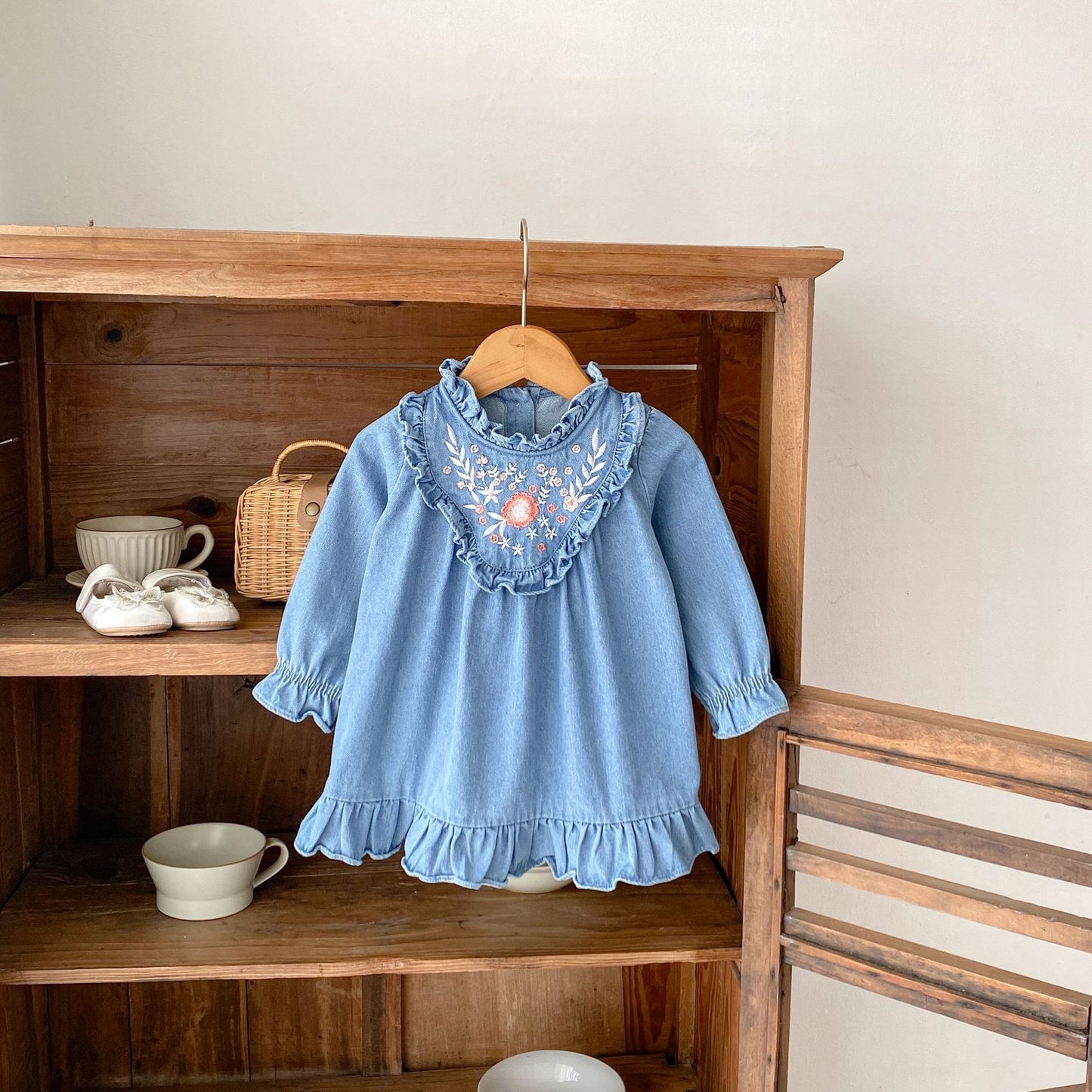 Embroidered Children's Jeans Dress