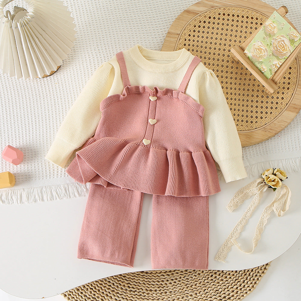 Girls' Knitting Set with Little Hearts