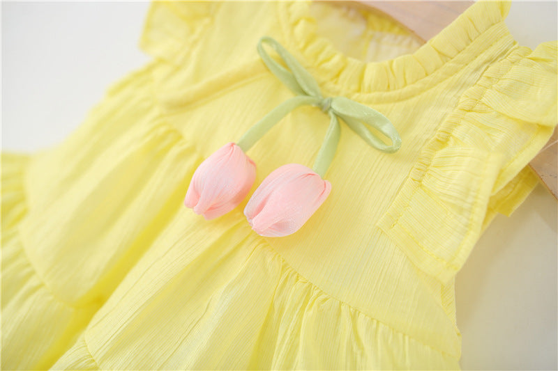 Children's Summer Dress with Little Flowers