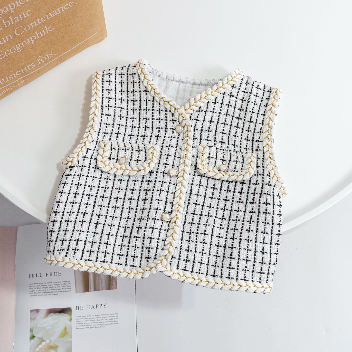 Chaleco infantil de tweed para mujer