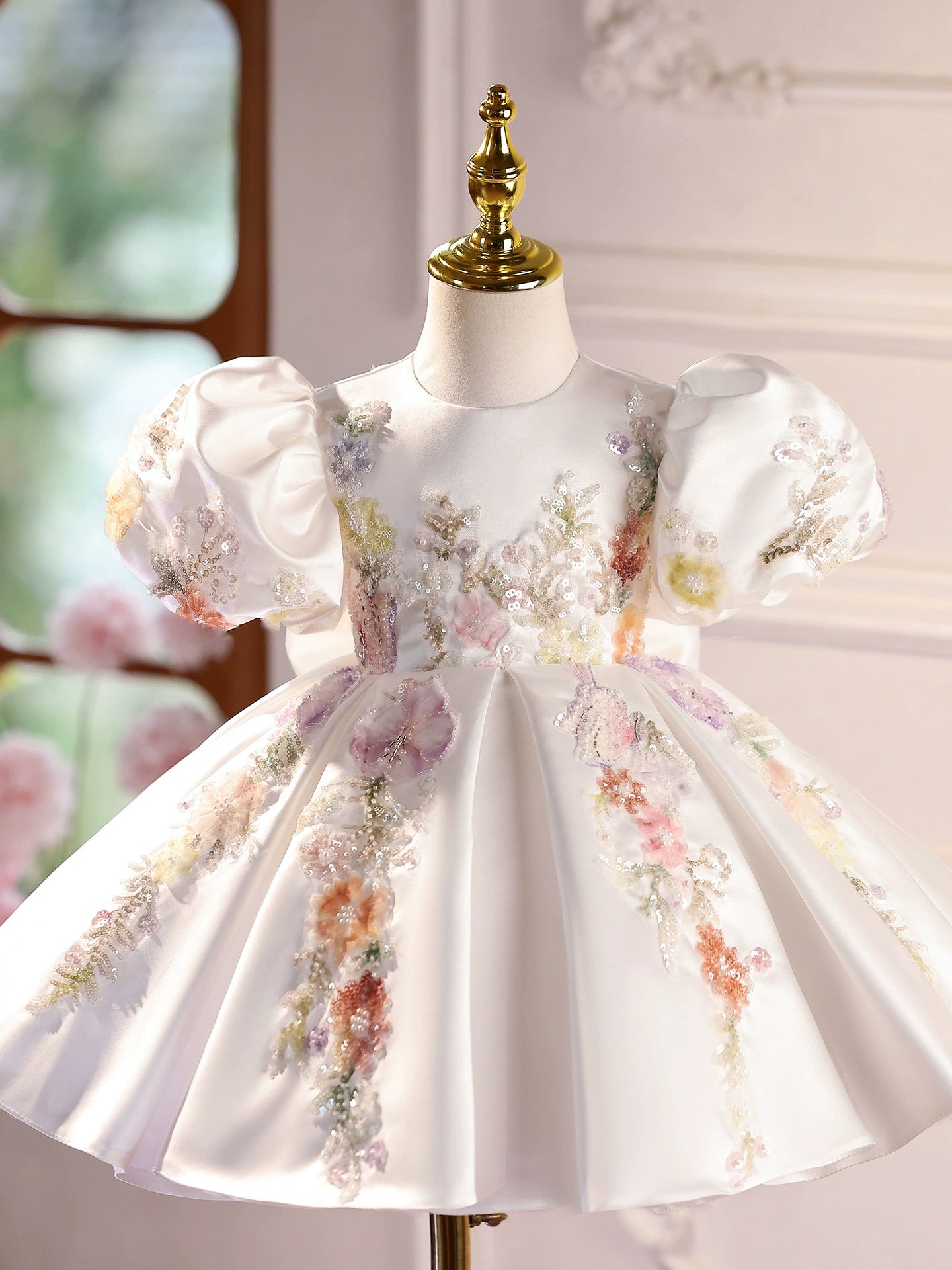 Children's Party Dress Flowers Puffant