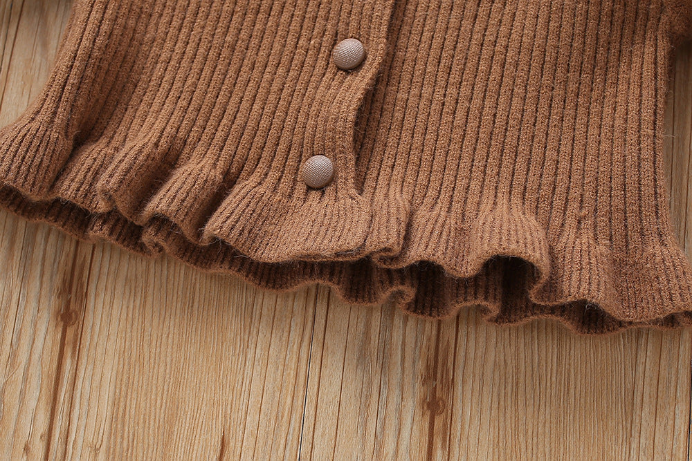 Vestido y cárdigan de osito de punto para niños