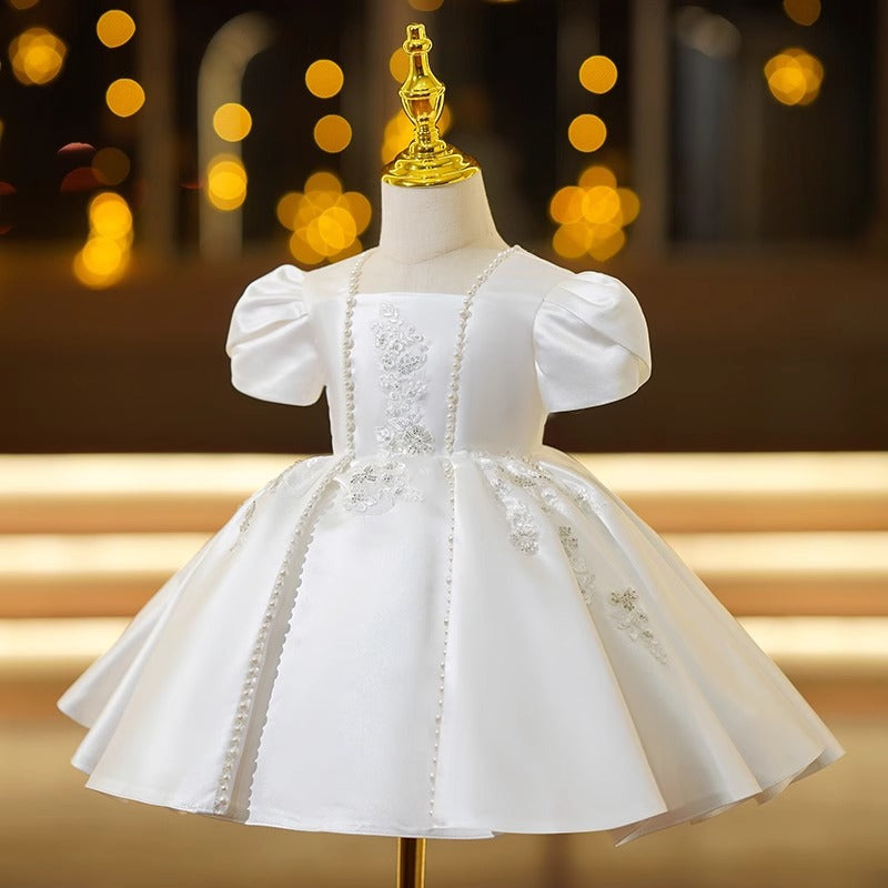 Luxury White Pearl Children's Dress