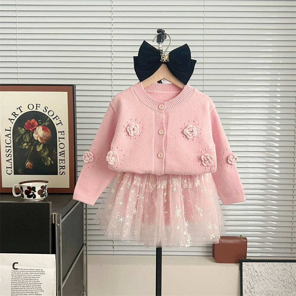 Children's Set with Flowers and Tulle Skirt