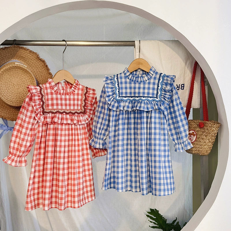 Children's Plaid Collar Dress