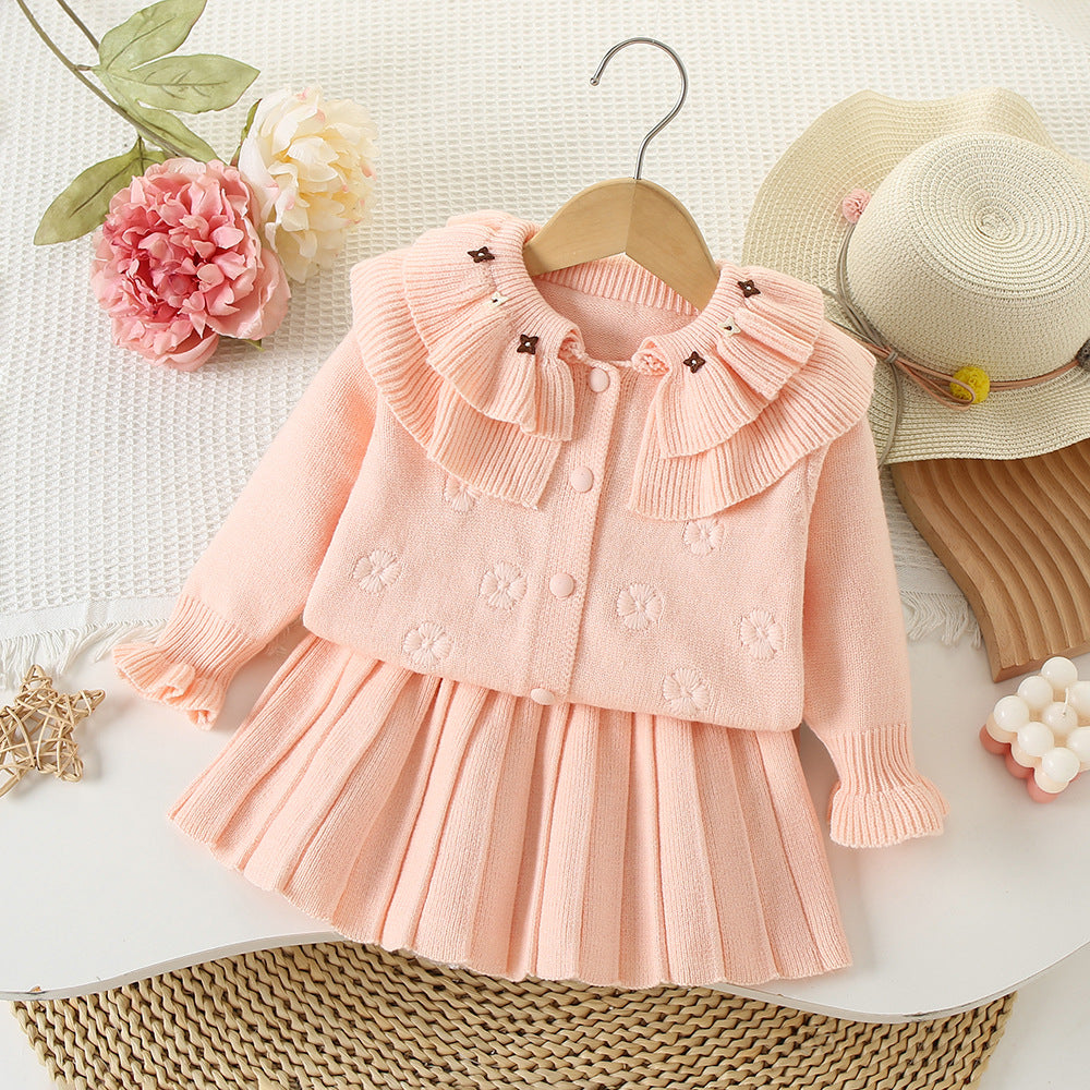Girls' Flower Knit Set