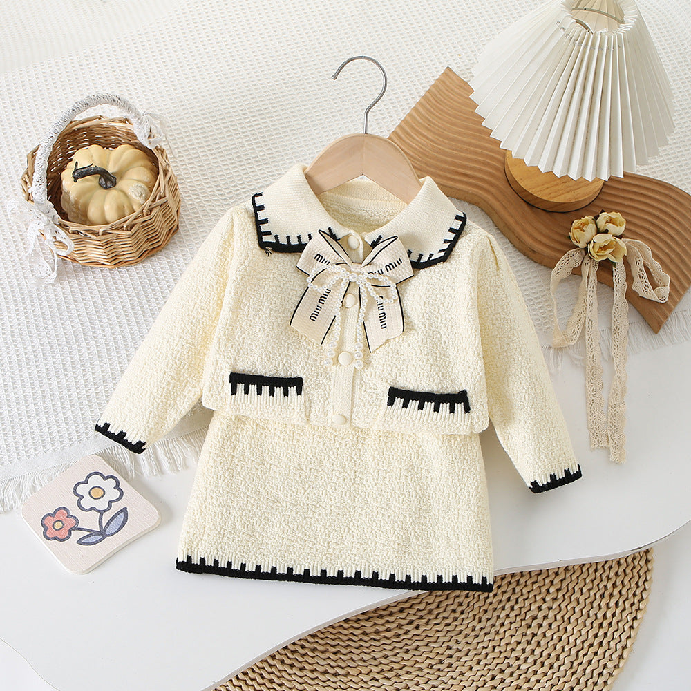 Children's Winter Knit Set with Bow