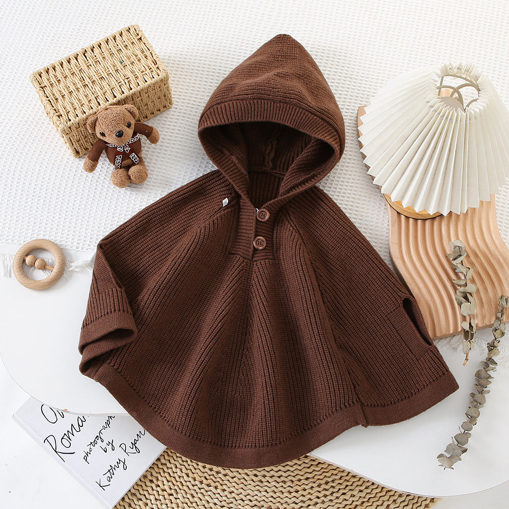 Children's Knitted Poncho with Hood