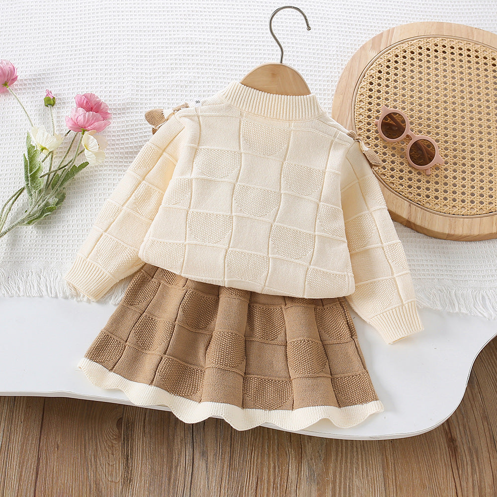 Girls' Knitted Set with Bow Detail by Mussi