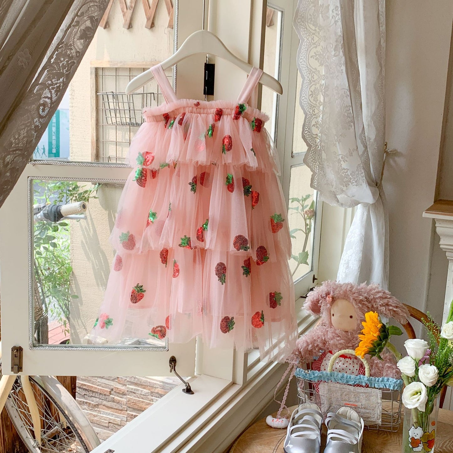 Strawberry Layered Tulle Children's Dress