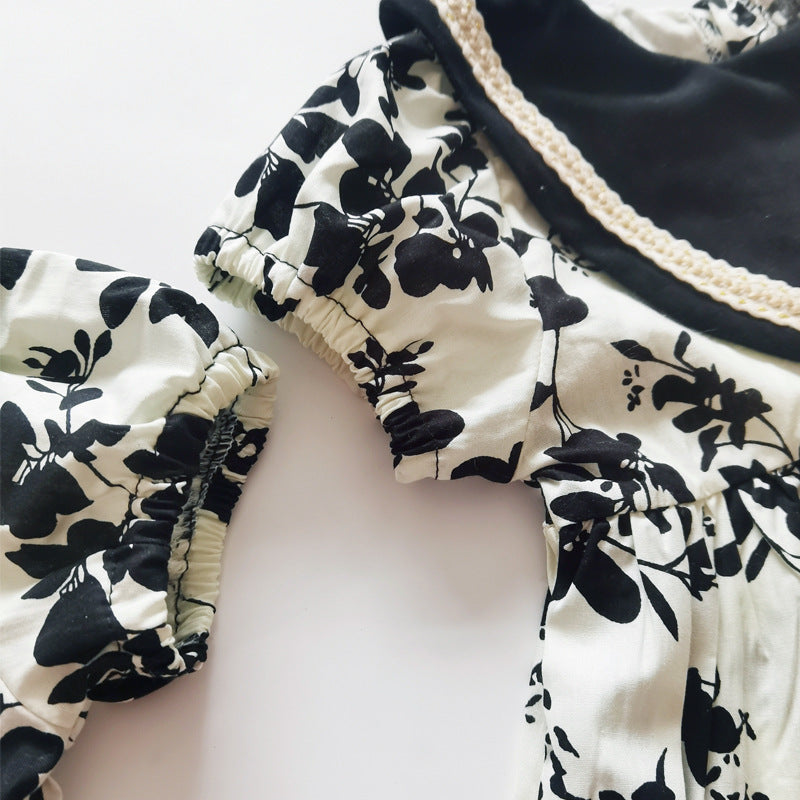 Children's Black Dress with Flowers