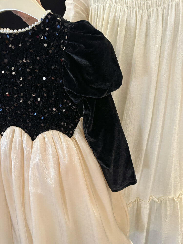 Children's Dress with Shiny Velvet