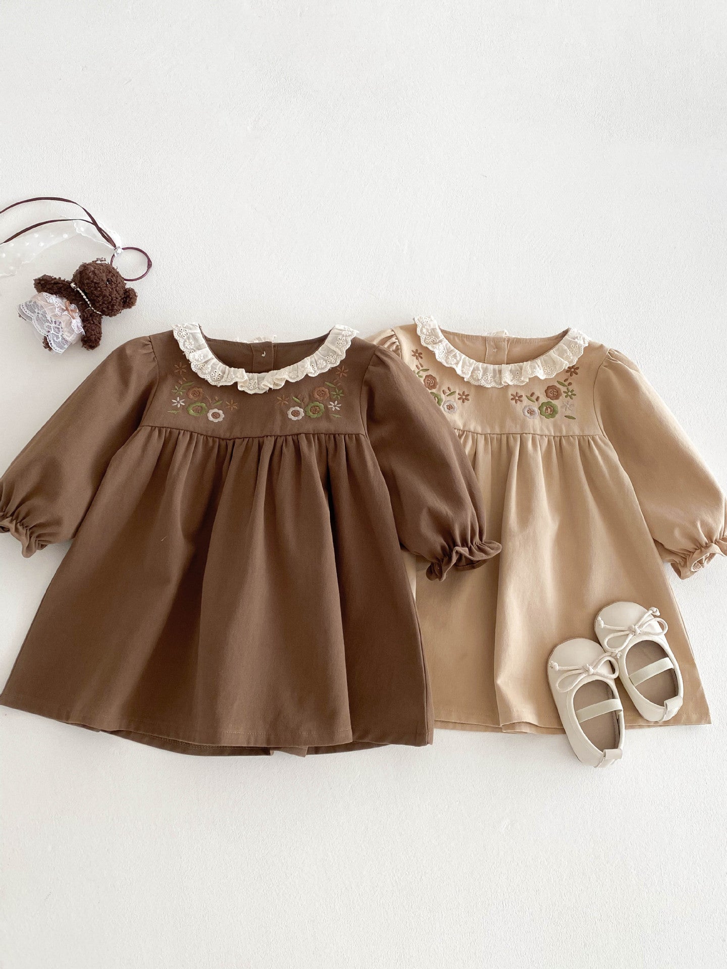 Embroidered Children's Dress with Little Flowers