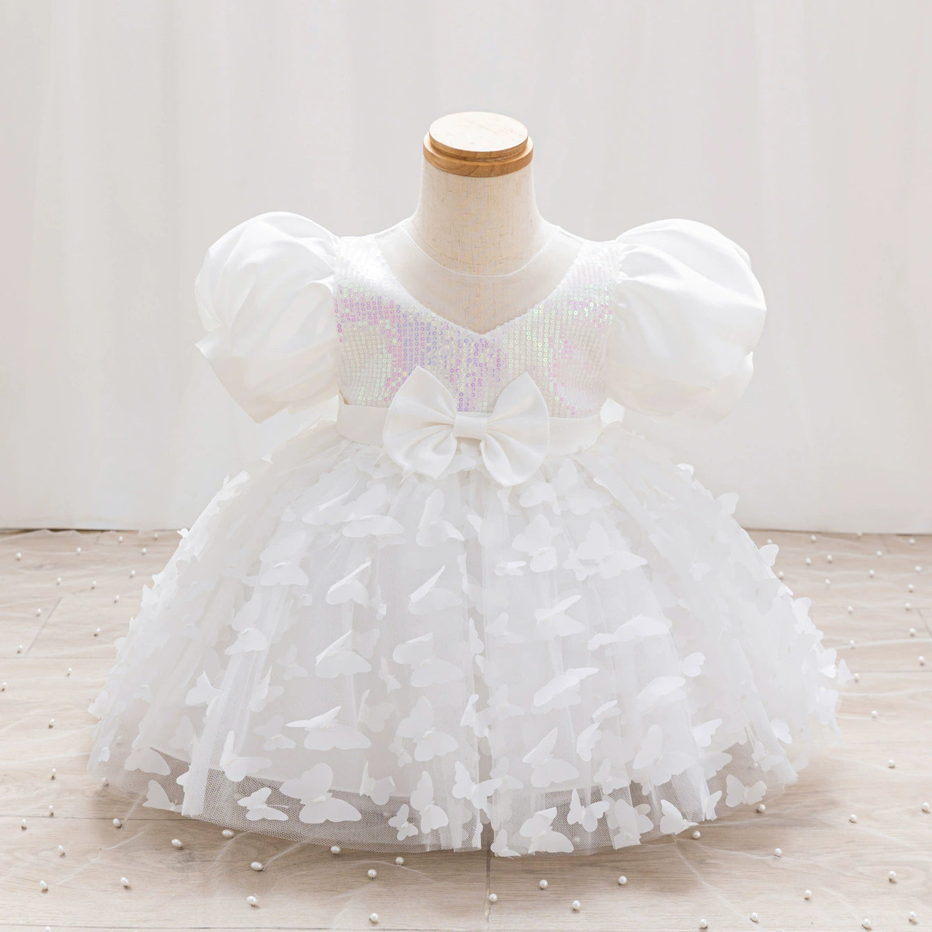 Children's Party Dress with Butterflies and Bows