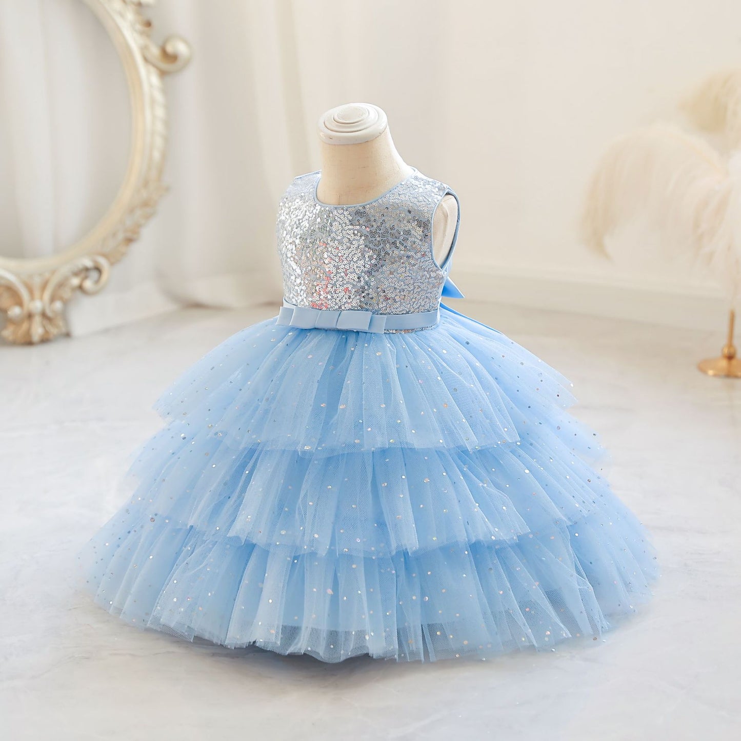 Shiny Tulle Layered Party Dress