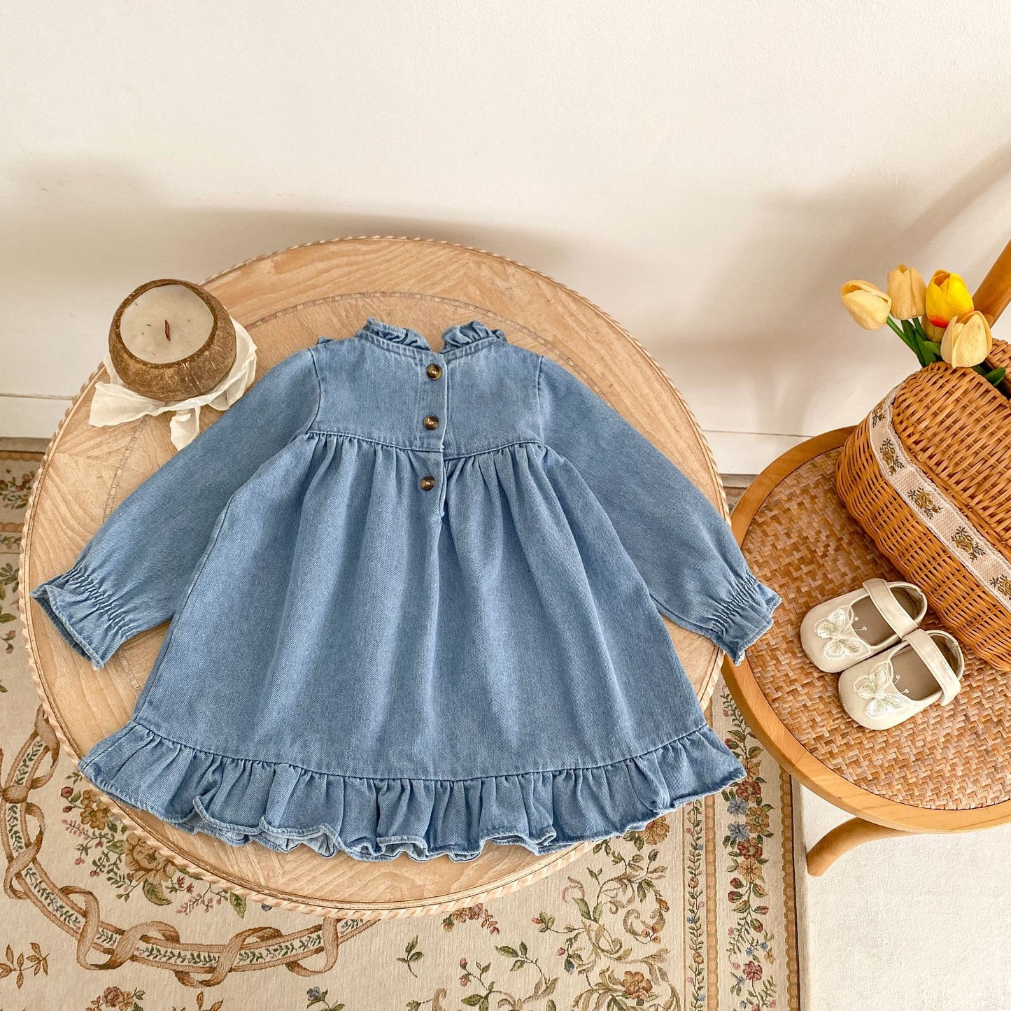 Embroidered Children's Jeans Dress