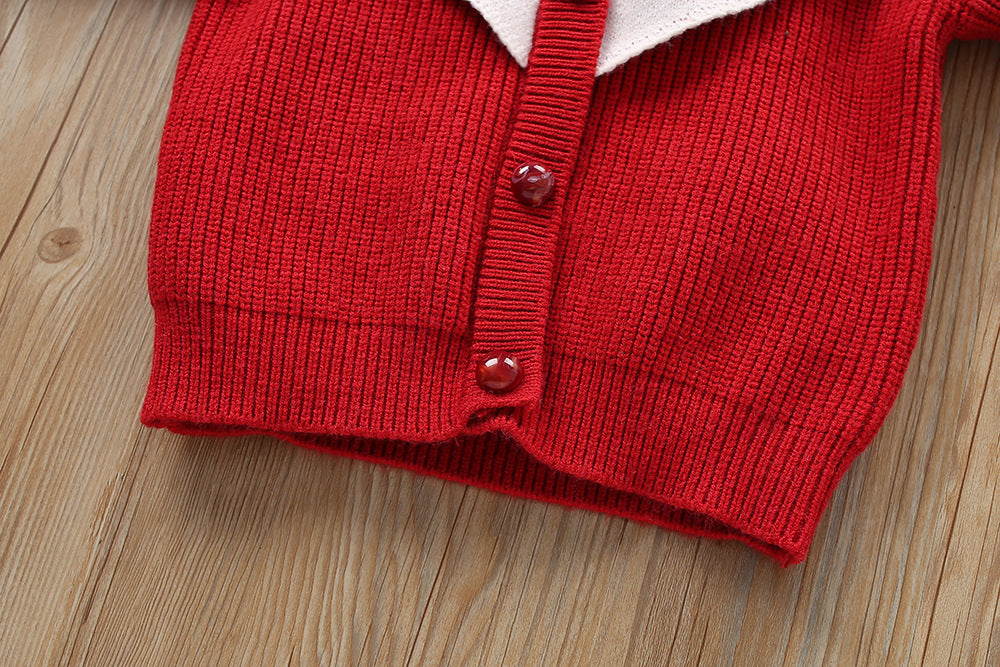 Infant Knit Outfit Set with Checkered Collar