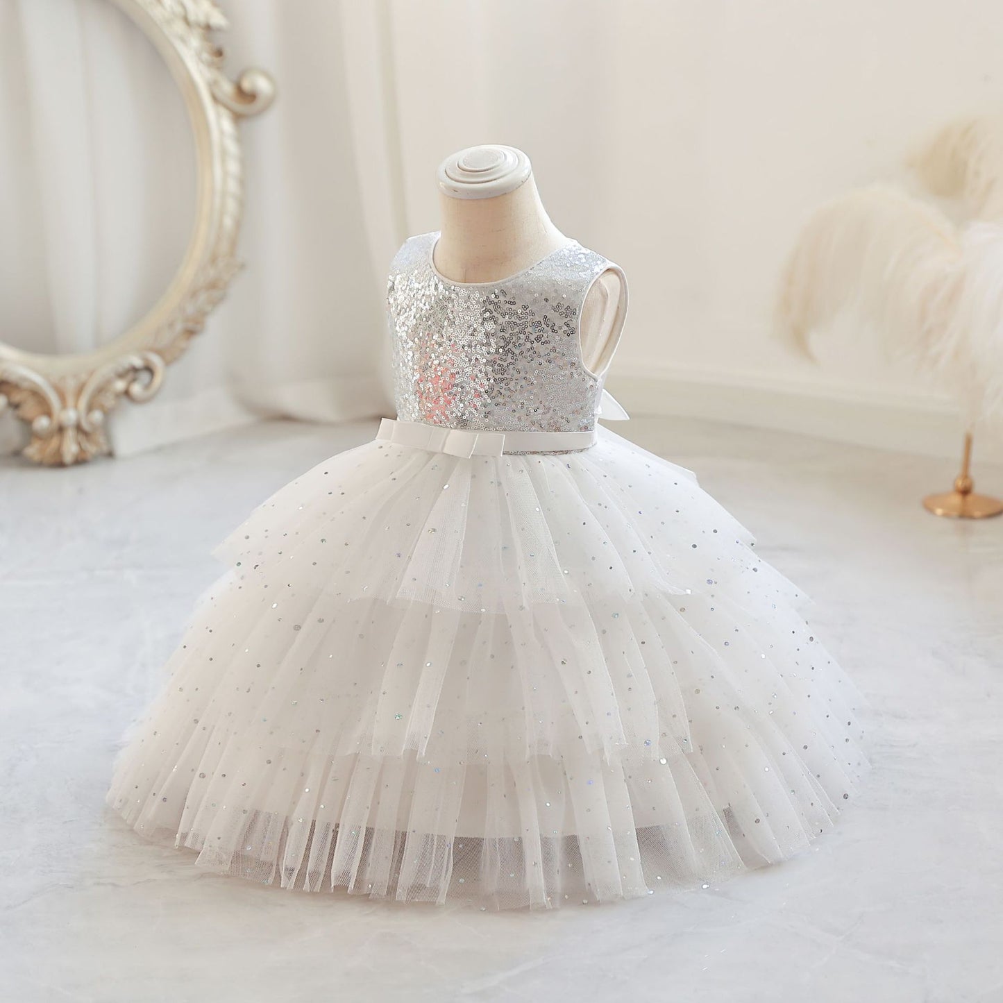 Shiny Tulle Layered Party Dress