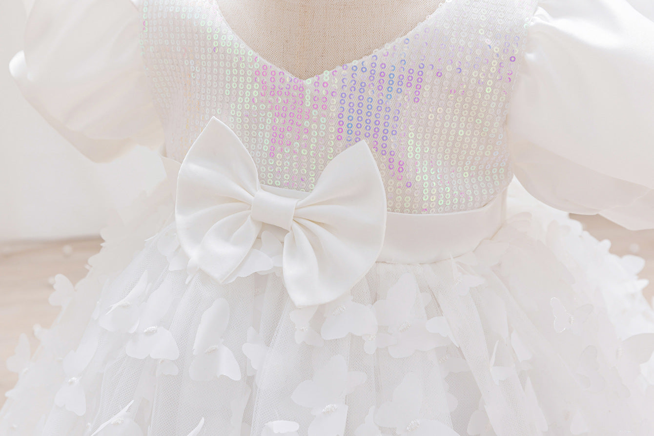 Children's Party Dress with Butterflies and Bows