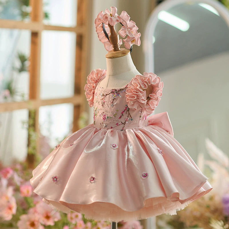 Girls' Party Dress with Flowers