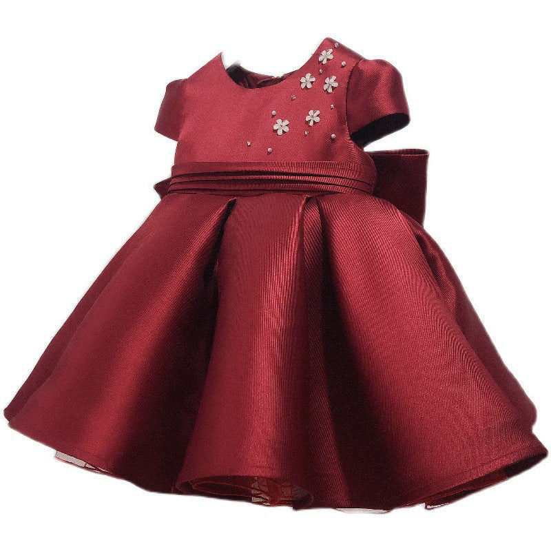 Party Dress with Flowers and Bow at the Back