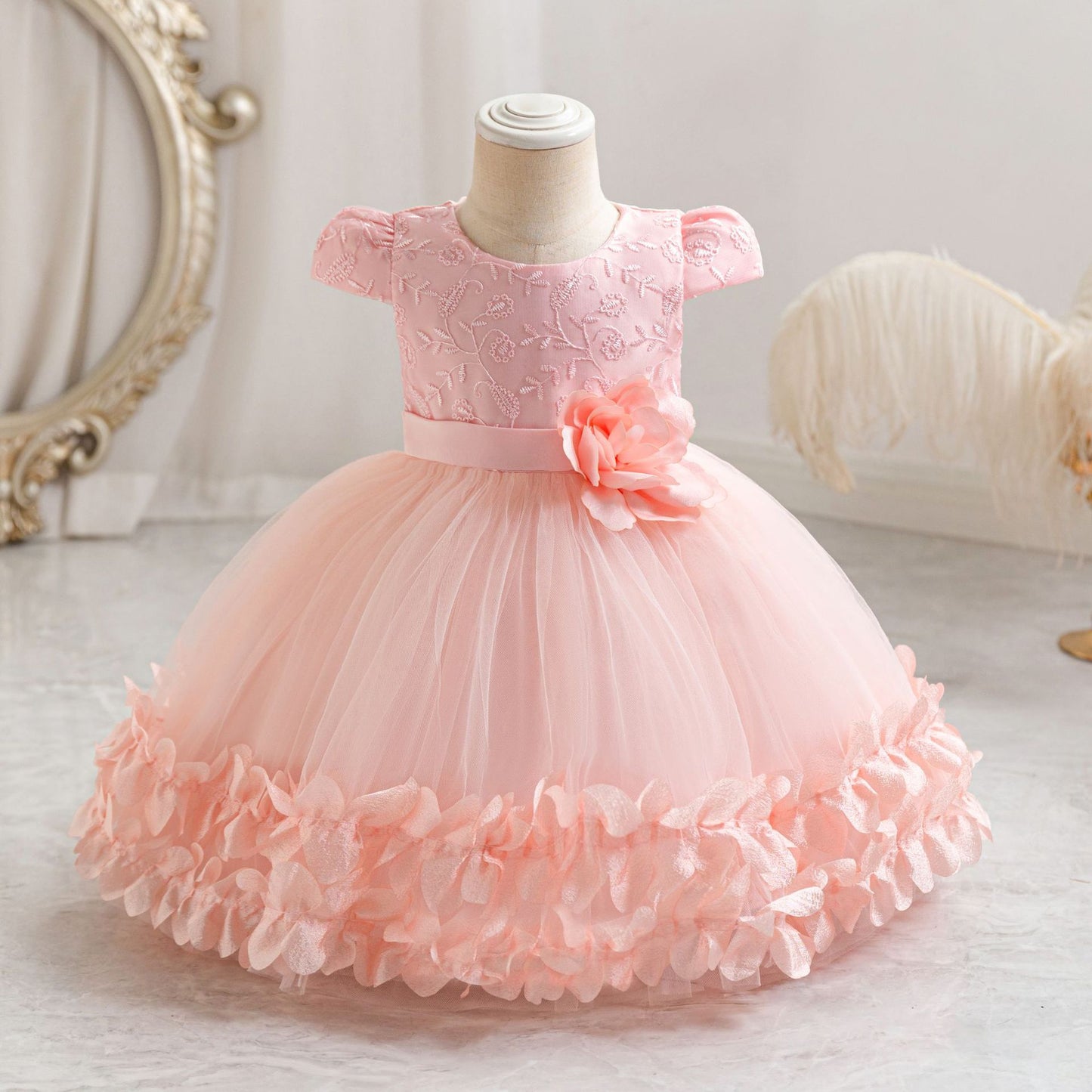 Children's Flower and Tulle Party Dress