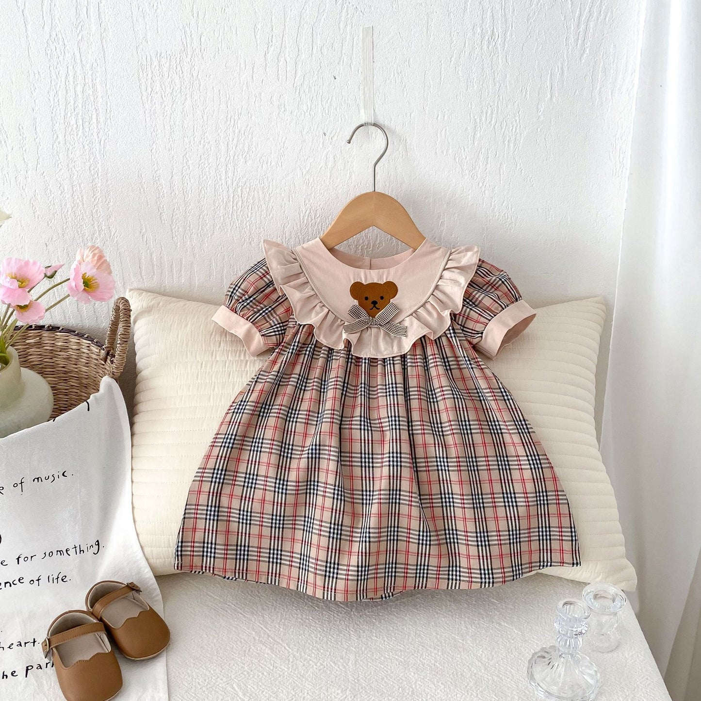 Children's Plaid Teddy Bear Dress